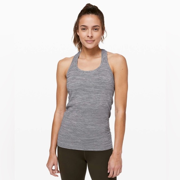 Lululemon swiftly black and white striped tank, size 2 - Picture 1 of 11